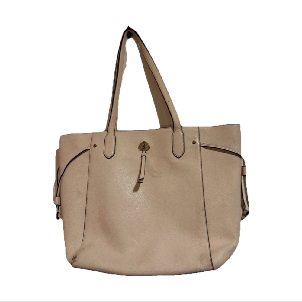 kate spade Beige Leather Tote with Gold Accent